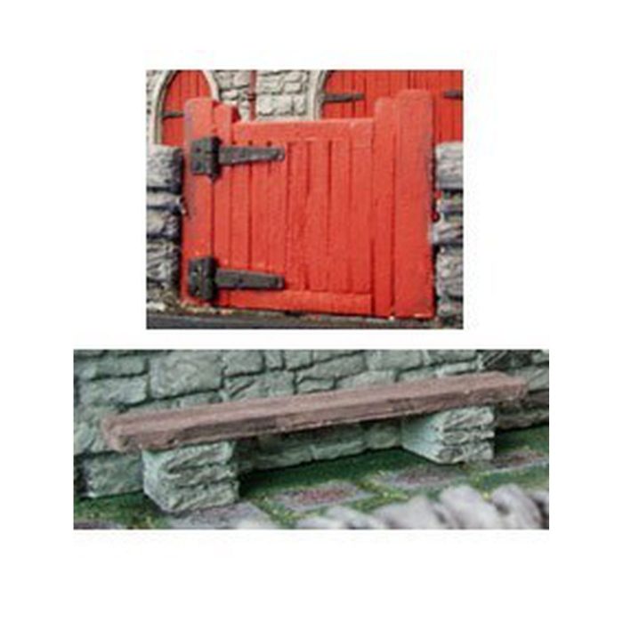 PA072 Church Gate and Bench Pack, model railway accessories, Pendle Valley Workshop, UK