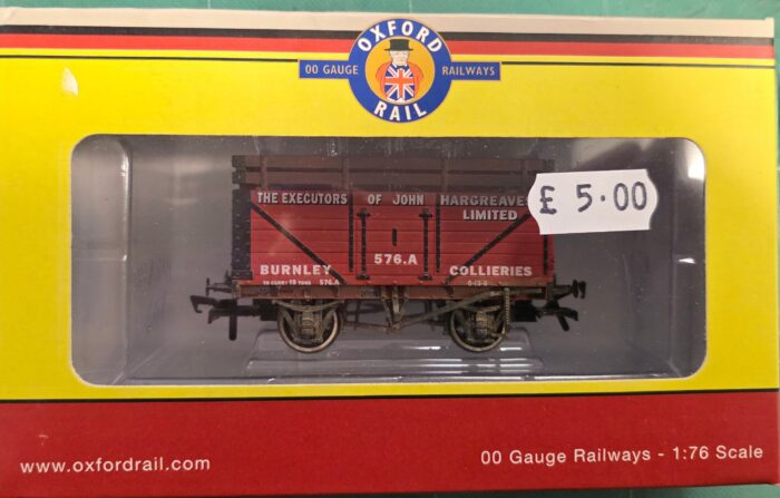 Oxford Rail OR76CK7003 7-plank open wagon "Exec. of John Hargreaves, Burnley" with coke rails