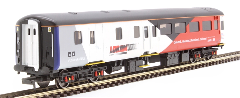 R40144 Mk2F BSO brake second open 9525 in Loram Rail Operations red and black